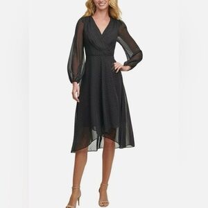 Tommy Hilfiger Black Sheer Long Sleeve Dress